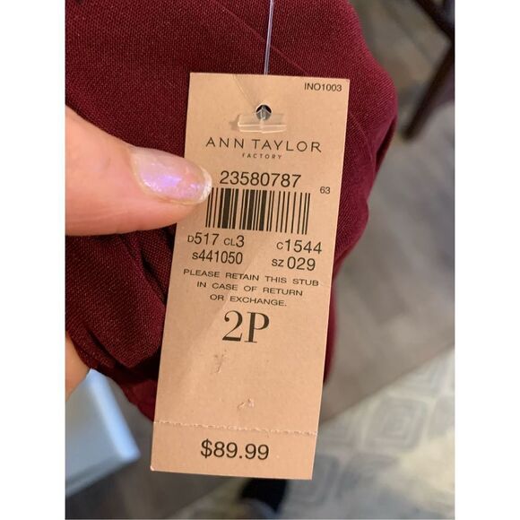 Red/Burgundy Ann Taylor dress mini size 4p stretchy - Picture 6 of 6